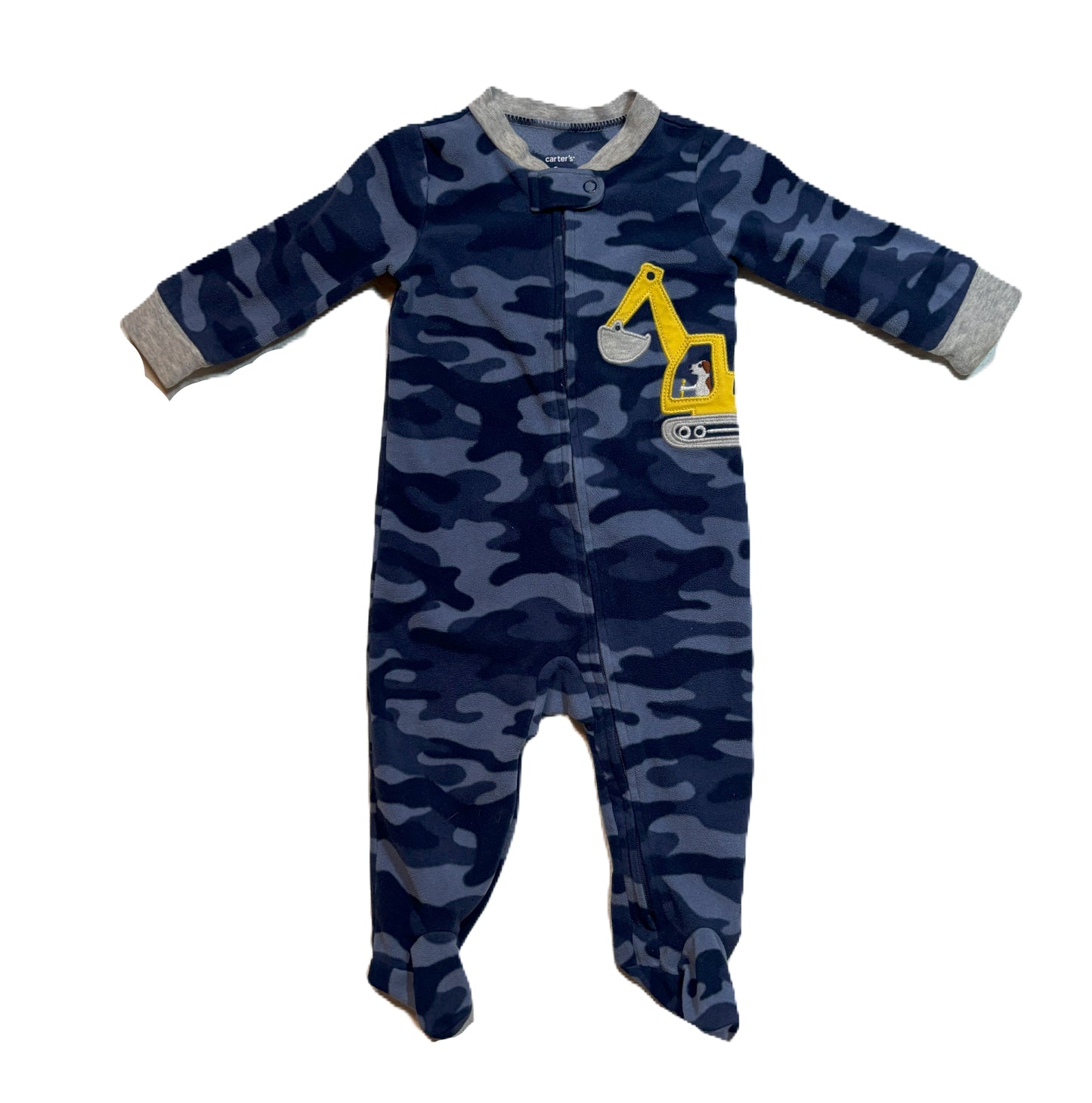 6-9 Boys Carter's Fleece Digger Blue Camo Sleeper