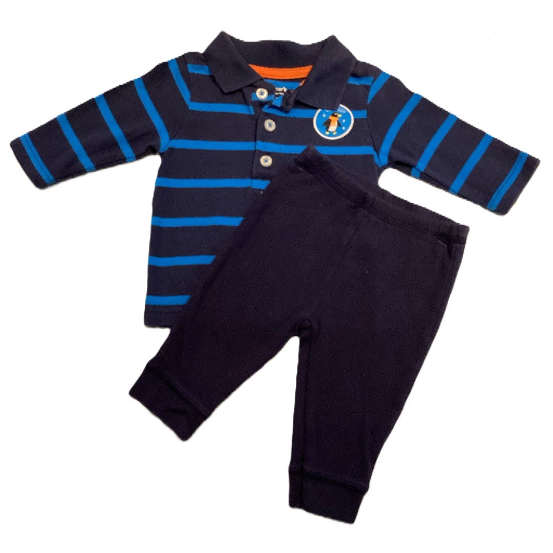 0-3 Boys Carter's Blue Striped Polo Shirt, Just One You Sweatpants