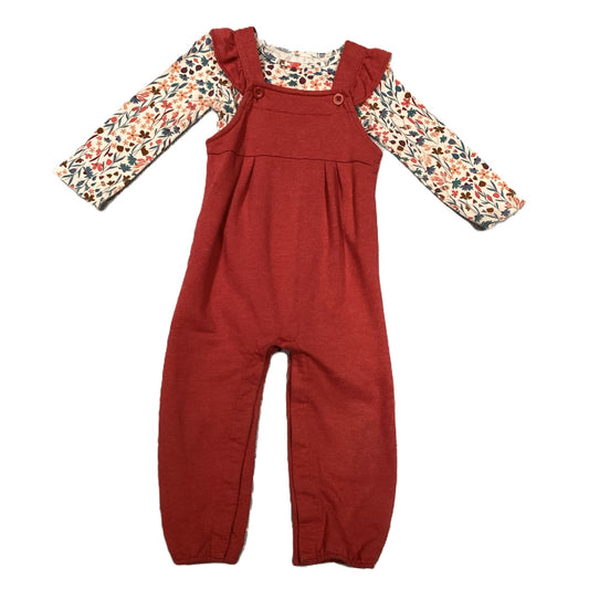 18-24 Girls Carters Floral Long Sleeve Onesie, Overall Set