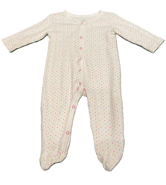 6-9 Girls Mini B White Sleeper w/Colorful Polka Dots