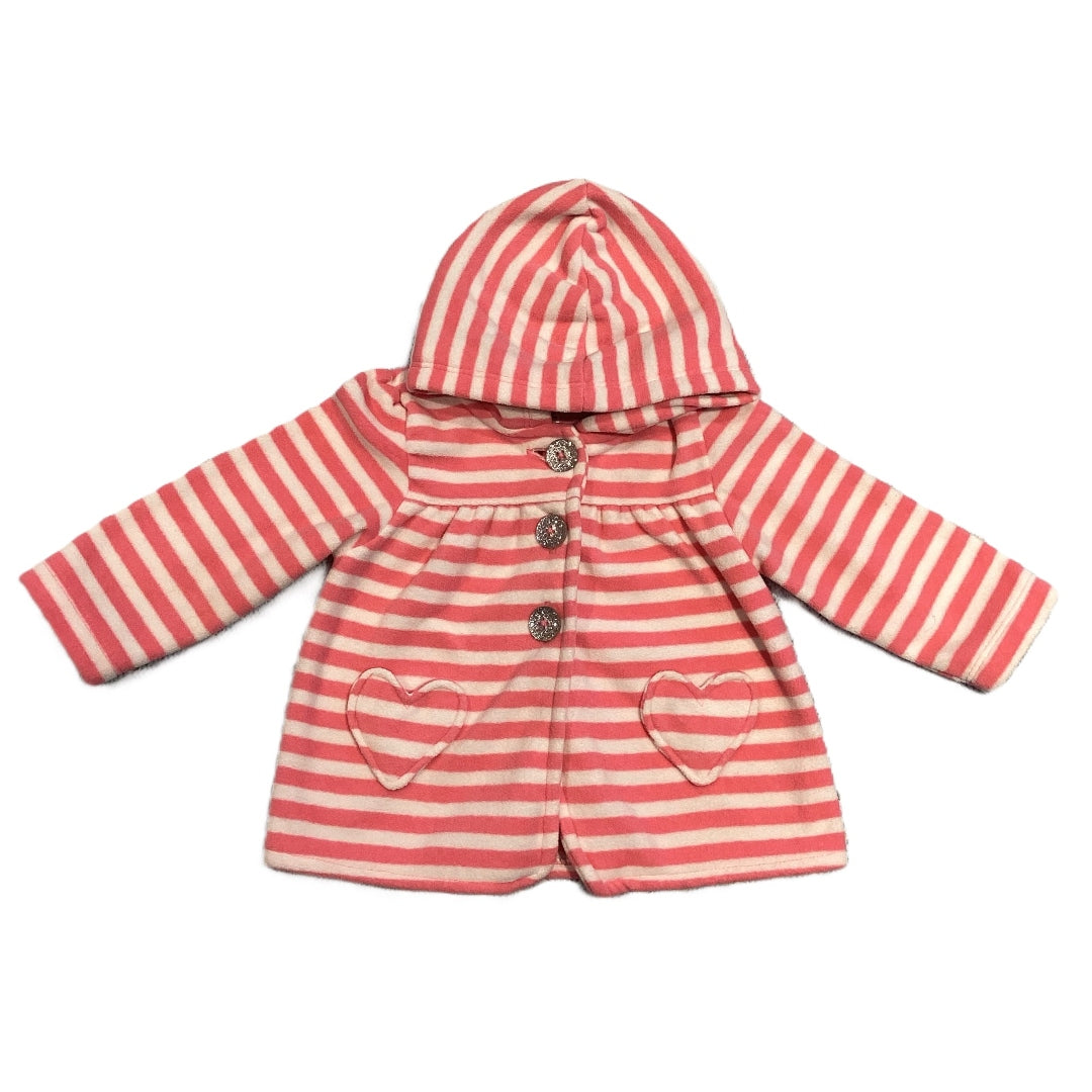 3-6 Girls Carter's Pink Striped Fleece Jacket w/Heart Pockets
