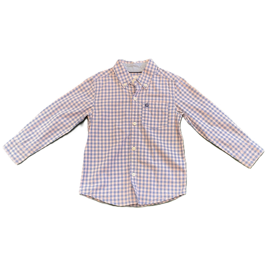 3T Boys Carter's Blue/White Gingam Long Sleeve Shirt