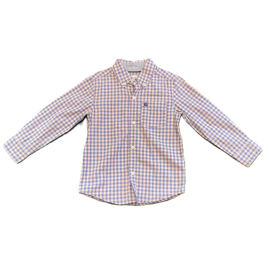 3T Boys Carter's Blue/White Gingam Long Sleeve Shirt
