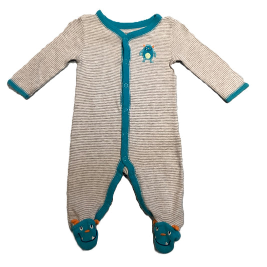 0-3 Boys Carter's Gray Striped Monster Sleeper