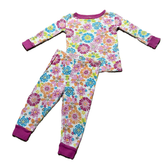 9-12 Girls Babies R Us Pink Multicolor Floral 2 Piece Pajamas