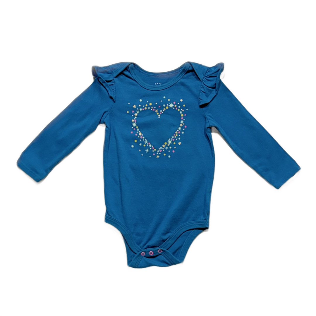 12-18 Girls Cat & Jack Blue Ruffled Shoulder Onesie