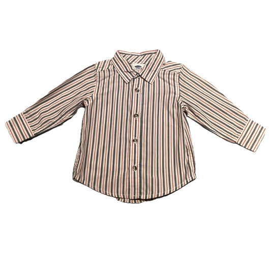 12-18 Boys Old Navy Gray/Red Stripe Button Down