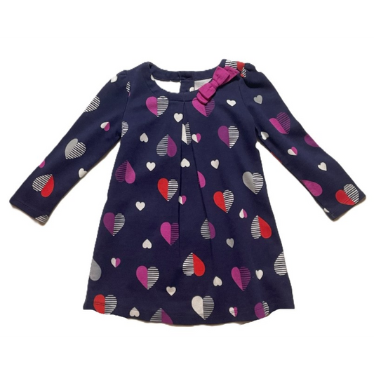 2T Girls Gymboree Navy Heart Dress with Bow