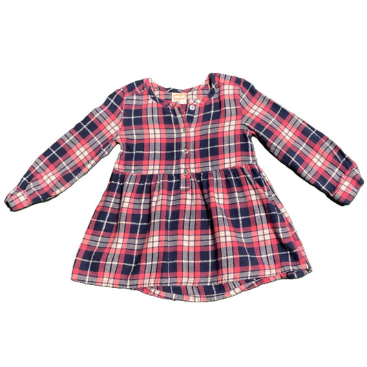 3T Girls Jumping Beans Blue/Hot Pink Plaid Flannel Shirt