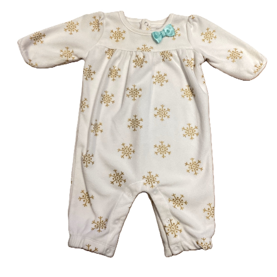 0-3 Girls Just One You Snowflake Fleece One Piece Outfit