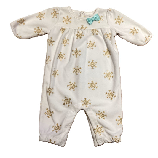 0-3 Girls Just One You Snowflake Fleece One Piece Outfit