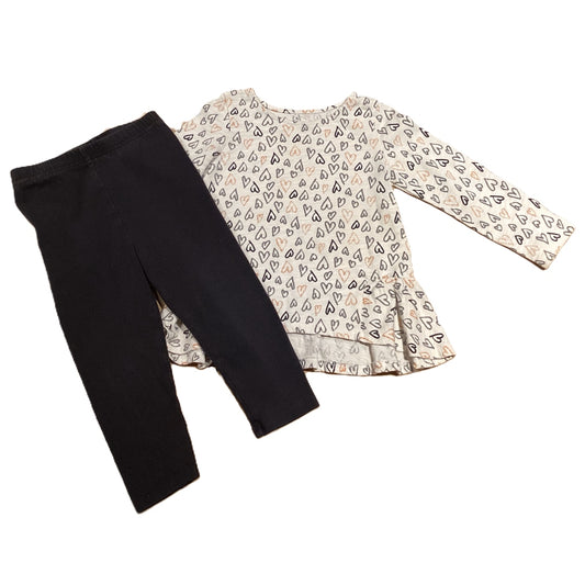 18-24 Girls Jumping Beans Heart Outlines Ruffled Shirt, Wonderkids Leggings