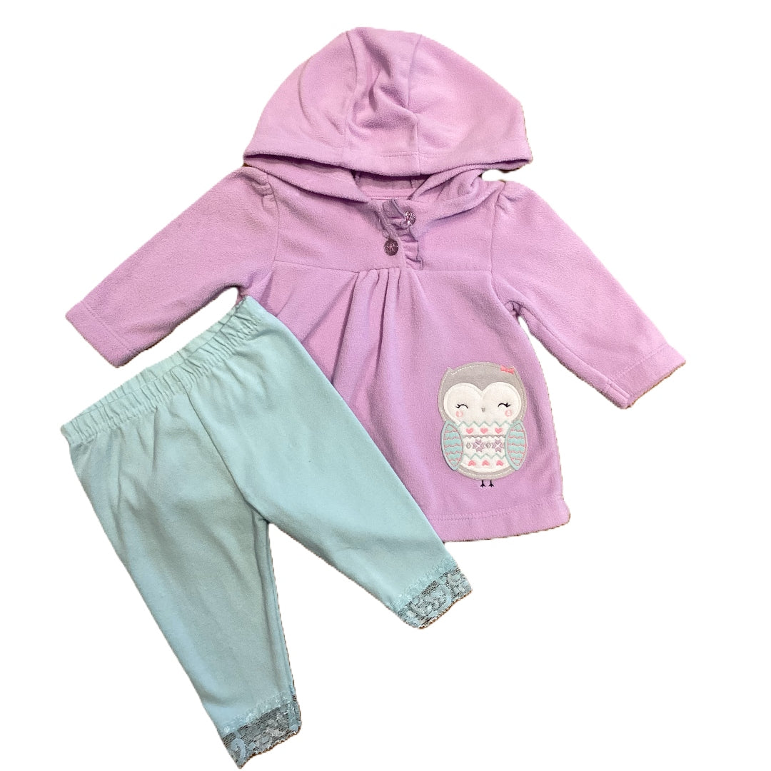 0-3 Girls Child of Mine Lavender Hooded Fleece Sweatshirt, Garanimals Leggings