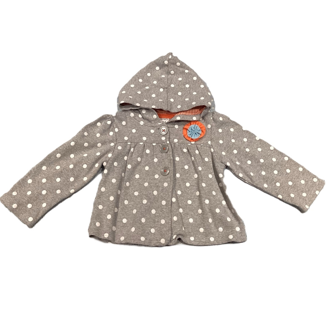 18-24 Girls Carter's Gray Polka Dot Button Down Hooded Sweatshirt