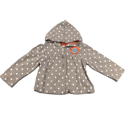 18-24 Girls Carter's Gray Polka Dot Button Down Hooded Sweatshirt