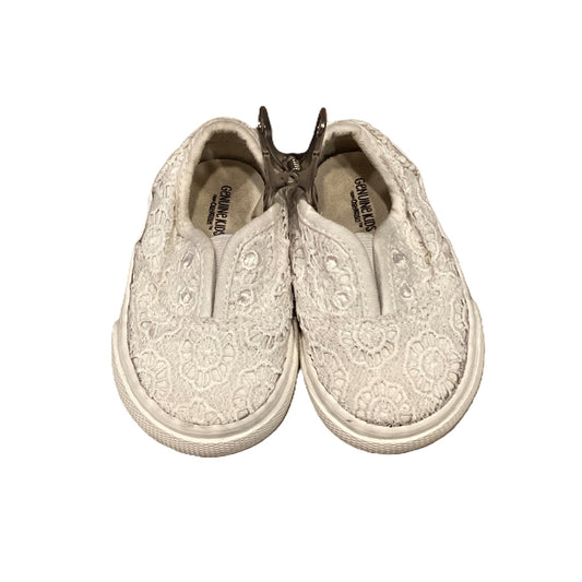 Size 3 Genuine Kids White "Crocheted" Slip Ons