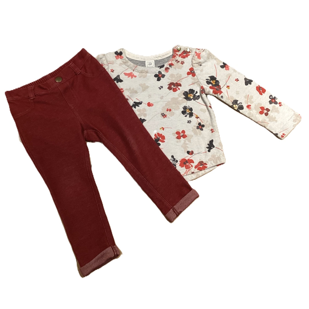 18-24 Girls Baby Gap Floral Long Sleeve, Old Navy Leggings