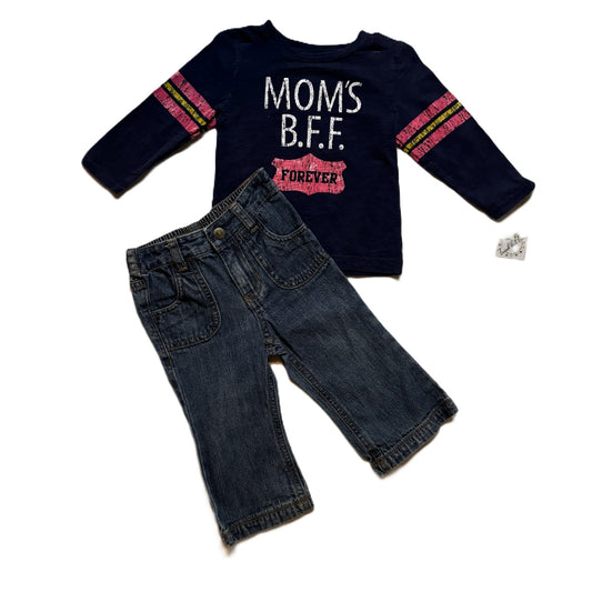 9-12 Girls Carter's Mom's BFF Long Sleeve T-Shirt, Cherokee Bootcut Jeans