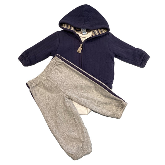 3-6 Boys Carter's Long Sleeve Onesie, Quilted Zip Up Blue Sweatshirt, Carter's Track Pants