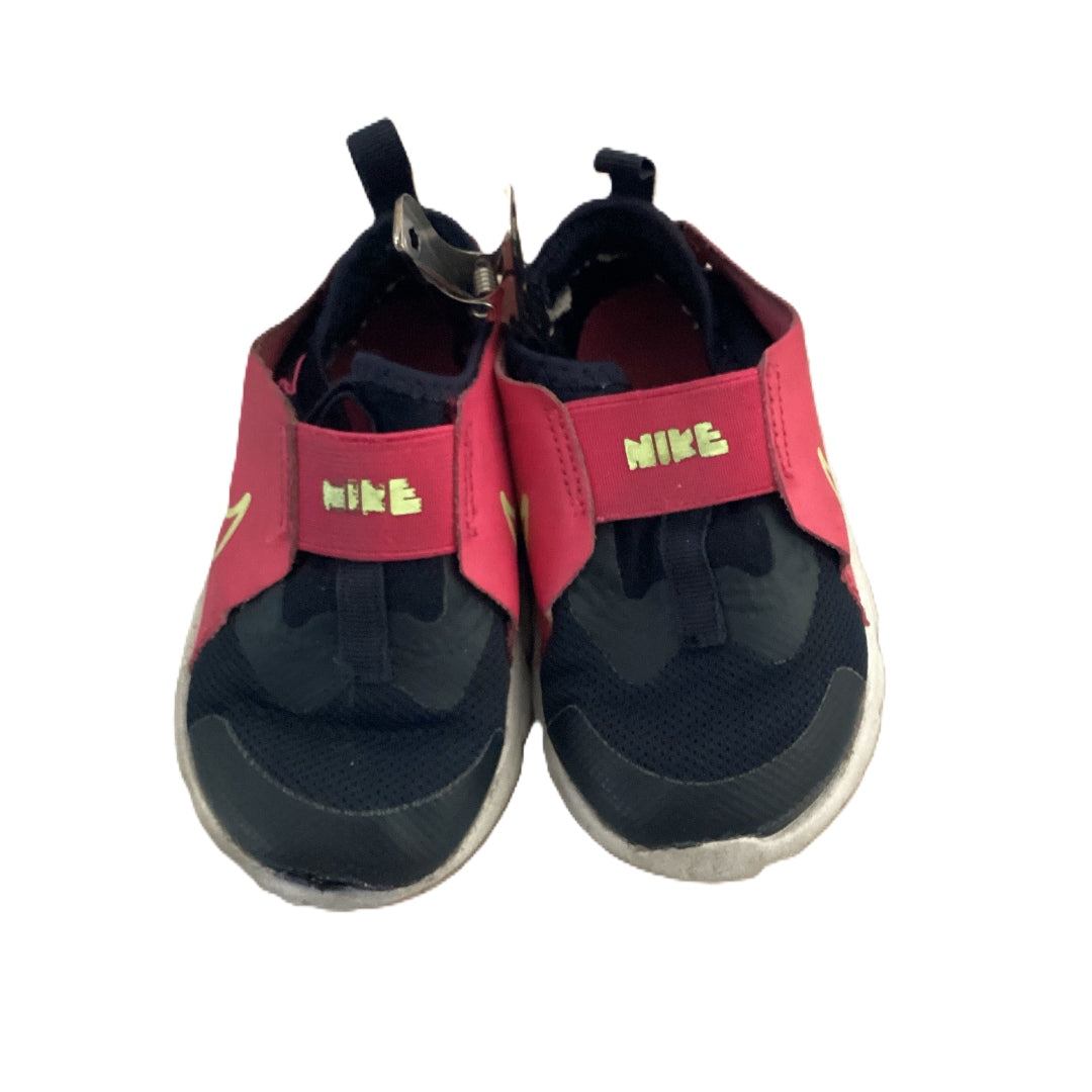 Size 6 Nike Hot Pink & Navy Sneakers w/Green Swoosh and Elastic