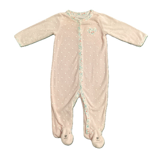 3-6 Girls Carter's Light Pink Terry Cloth Sleeper w/Floral Hems