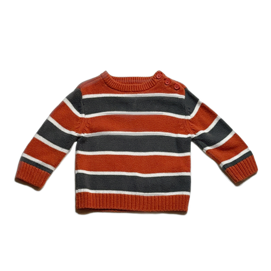 18-24 Boys Place Orange/Gray Striped Sweater