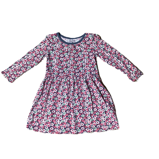 2T Girls Carter's Gray w/Hot Pink and Mint Flowers Dress