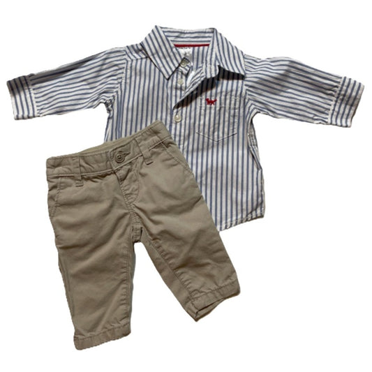 0-3 Boys Carter's Button Down Dress Shirt, Baby Gap Khaki Pants
