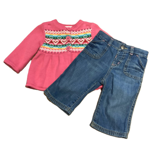 3-6 Girls Baby Gap Sweater, Old Navy Jeans
