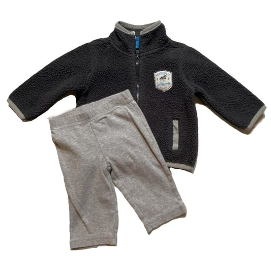 0-3 Boys Carter's Two Tone Fleece Zip Front and Fleece Pants