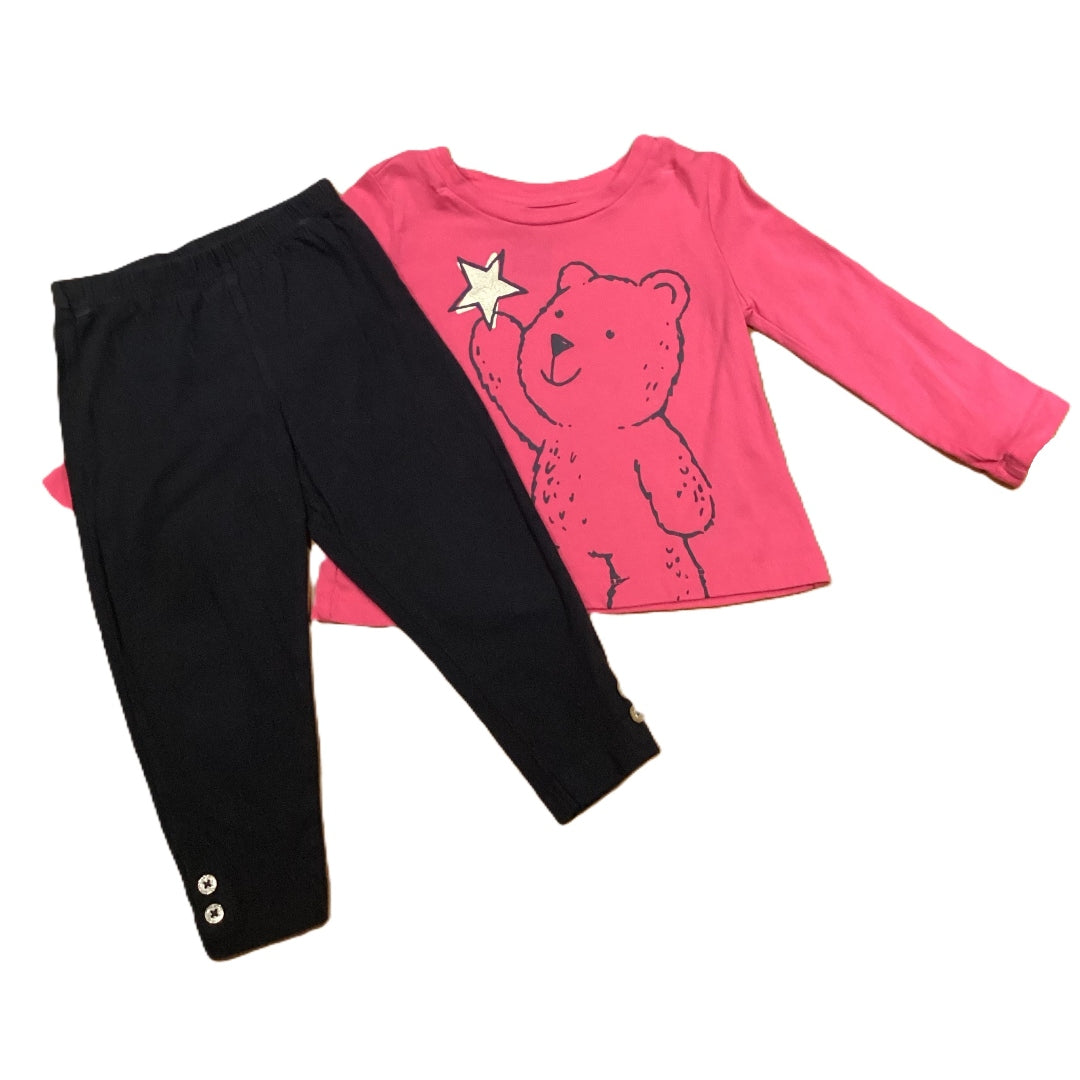 12-18 Girls Baby Gap Hot Pink Bear w/Star Long Sleeve, Carter's Leggings