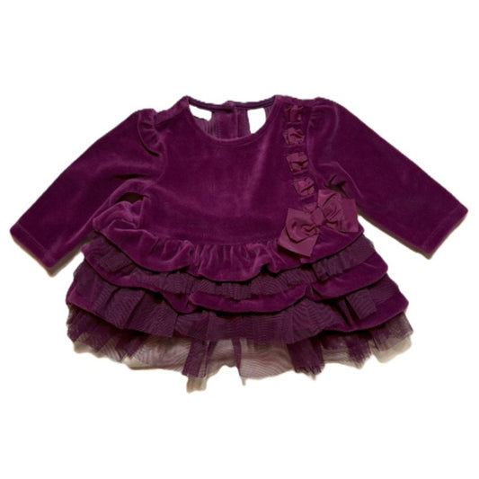 0-3 Girls First Impressions Ruffled Velvet Dress