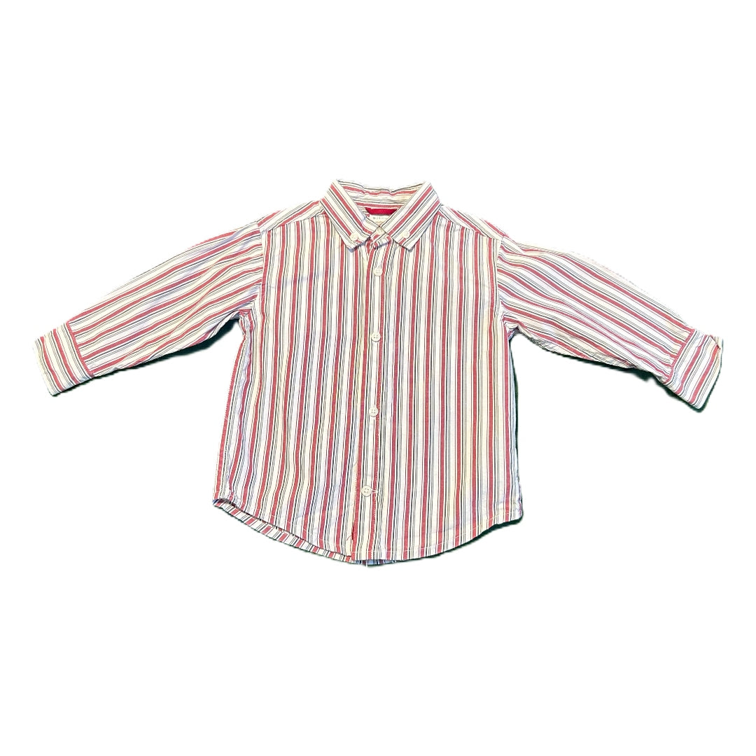 18-24 Boys Gymboree Red/White/Black Striped Button Down Shirt