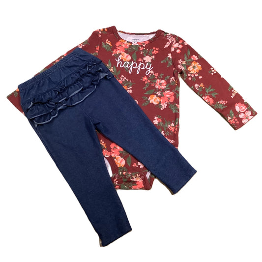 18-24 Girls Carter's Long Sleeve Happy Onesie, Bon Bebe Jeggings