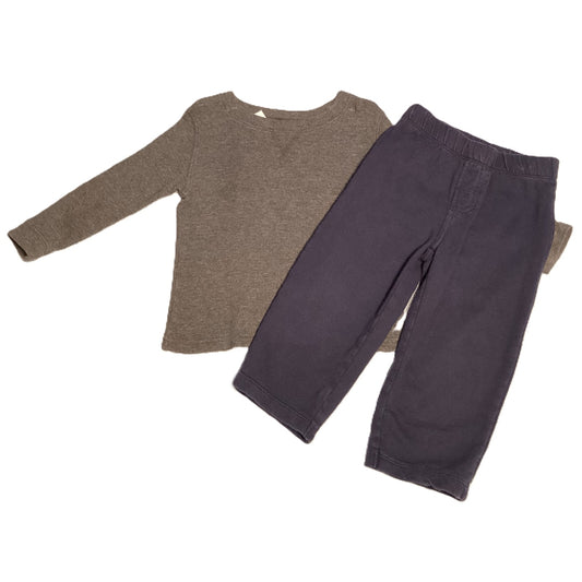 18-24 Boys Circo Gray Waffle Long Sleeve Shirt, Carter's Navy Sweatpants