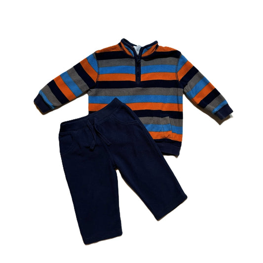 12-18 Boys Circo Striped Quarter Zip Sweatshirt, Old Navy Blue Fleece Pants