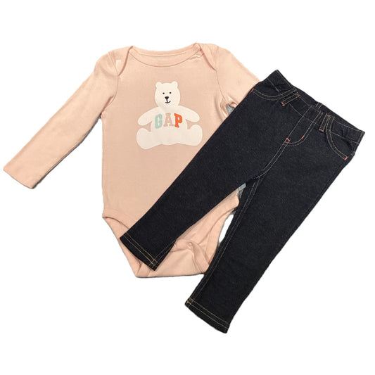 12-18 Girls Baby Gap Pink Logo Bear Onesie, Circo Jeggings