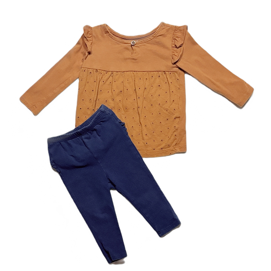 12-18 Girls Carter's Long Sleeved Ruffle Top, Old Navy Blue Ruffled Leggings
