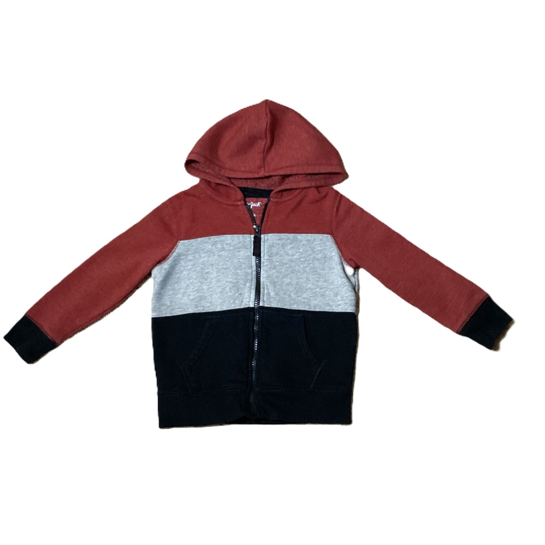 3T Boys Cat & Jack Burgundy/Black/Gray Color Block Front Zip Seatshirt
