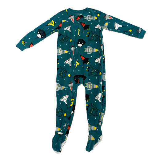 2T Boys Just One You Teal Rocket Fleece Sleeper