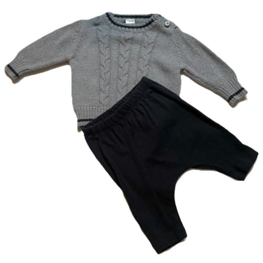 0-3 Boys George Cable Knit Sweater, Old Navy Pants