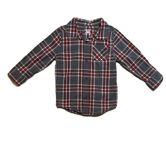 3T Boys Garanimals Gray/Red Plaid Button Down