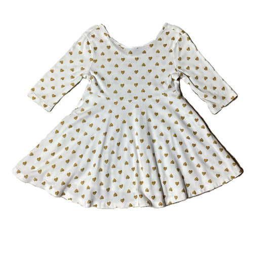 2T Girls Old Navy Off White Dress w/Gold Hearts