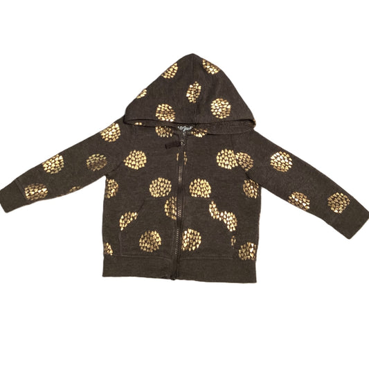 12-18 Girls Cat & Jack Gray Hooded Front Zip Sweatshirt with Gold Pattern