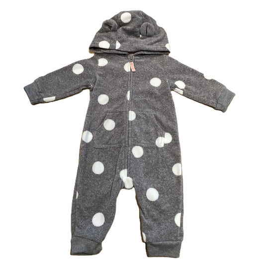 3-6 Girls Carter's Gray/Pink Fleece Hooded One Piece
