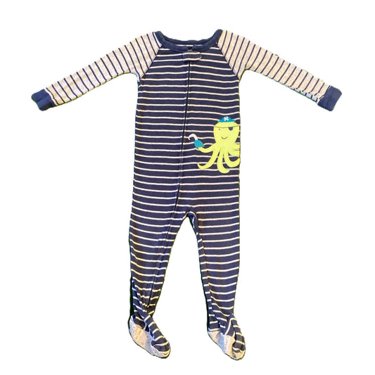 12-18 Boys Carter's Navy/Gray Striped Octopus Sleeper