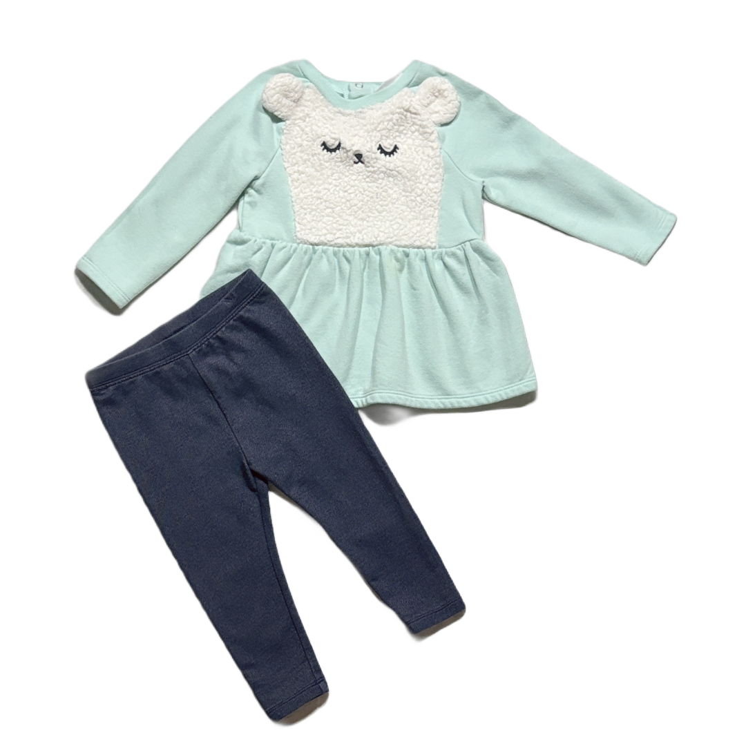 12-18 Girls Cat & Jack Ruffled Bear Sweatshirt, Baby Gap Jeggings