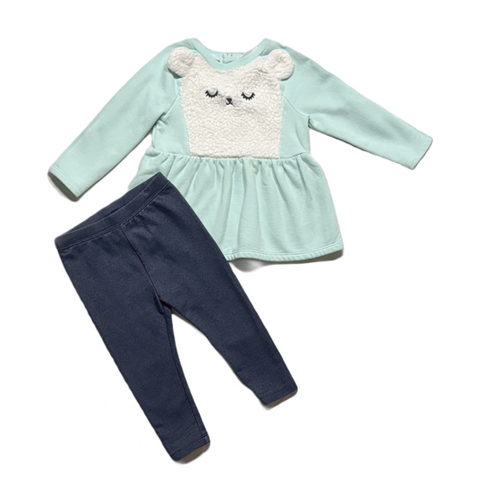 12-18 Girls Cat & Jack Ruffled Bear Sweatshirt, Baby Gap Jeggings