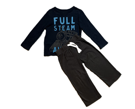 2T Boys Old Navy Full Steam Ahead Long Sleeve T-Shirt, Old Navy Gray Pants
