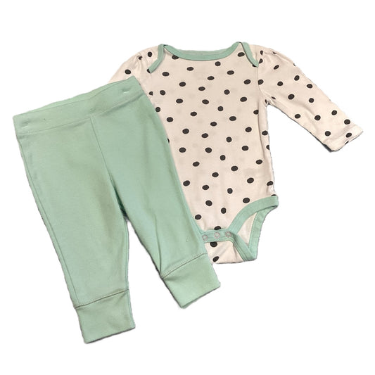 3-6 Girls Cloud Island Matching Long Sleeve Polka Dot Onesie Outfit